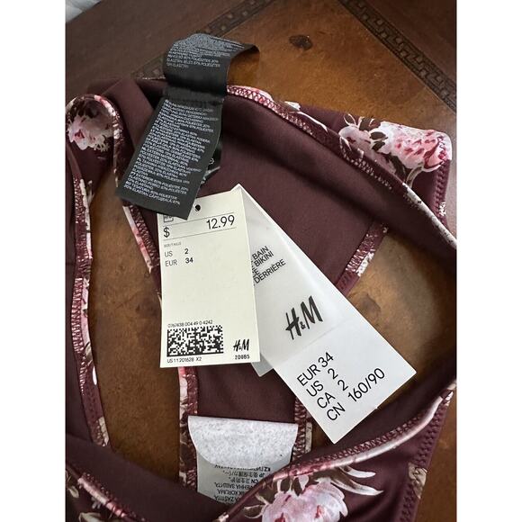 New With Tag H&M Bikini Bottom Womens size 2 Purple Floral Swim - Picture 4 of 5